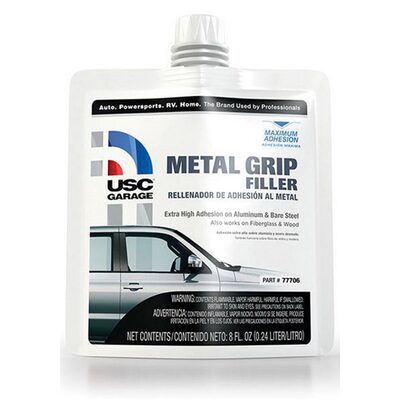 US Chemical 77706 Metal Grip Filler, 8 oz Pouch, Silver-Gray, Liquid