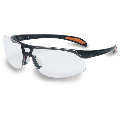 Uvex Protege Safety Glasses with Black Frame, Clear Lens and Hydro Shield Anti-Fog Lens Coating - S4200HS