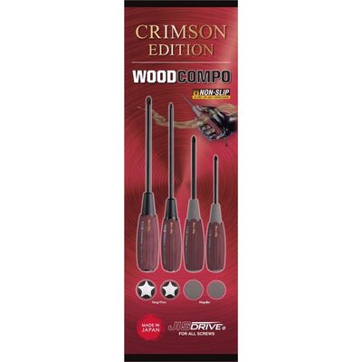 Vessel Tools WOOD-COMPO JISDRIVE Screwdriver 4PC. Set Crimson Edition