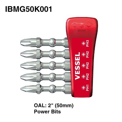 Vessel Tools Impact Ball Bits Assort X50 5PC with MGNTIC Holder