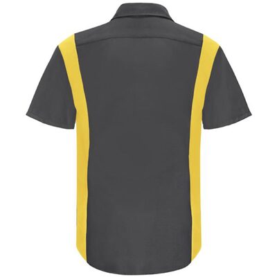 Workwear Outfitters Men's Short Sleeve Perform Plus Shop Shirt w/ Oilblok Tech Charcoal/Yellow, 3XL