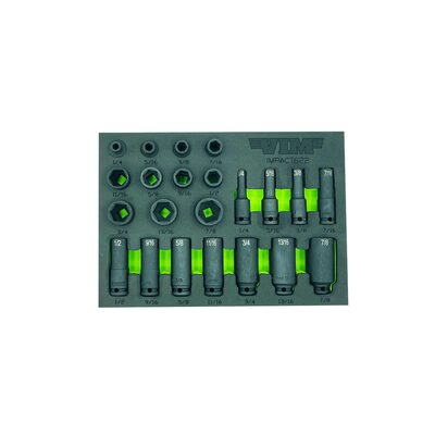 VIM Tools 22 Piece 3/8 Inch Drive SAE Impact Socket Set