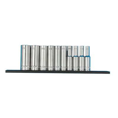 VIM Tools 10 Piece 1/4 Inch Drive Deep SAE Socket Set with Black 8 Inch Magrail - SMS400 Subset