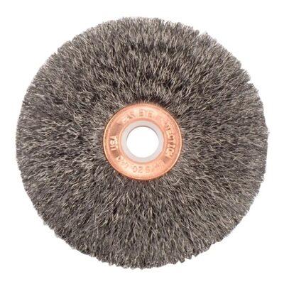 Weiler 3" SMALL DIAMETER CRIMPED WIRE WHEEL, .008" STEEL FILL, 1/2" ARBOR HOLE